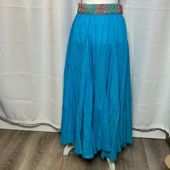 Sandy Starkman Boho Maxi Skirt Flared Beaded Belt Gypsy Godet Size Large - Picture 1 of 9